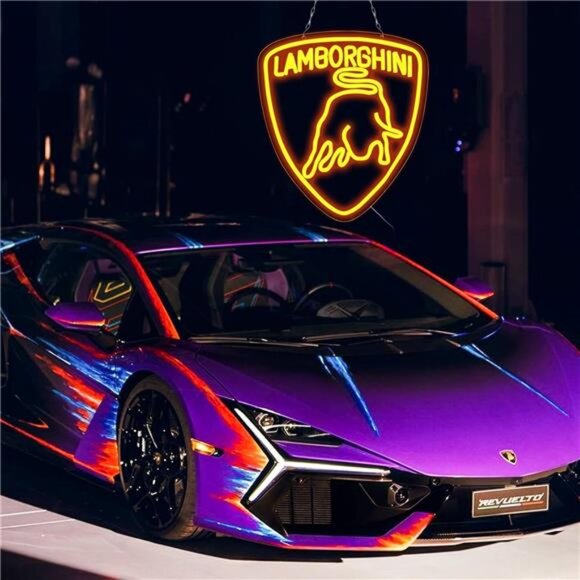 Lamborghini Car Logo LED Neon Sign for Garage Shop Decor Bar Man Cave Mechanix - Picture 6 of 7